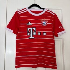 Adidas Kids Red and White Striped Soccer Jersey